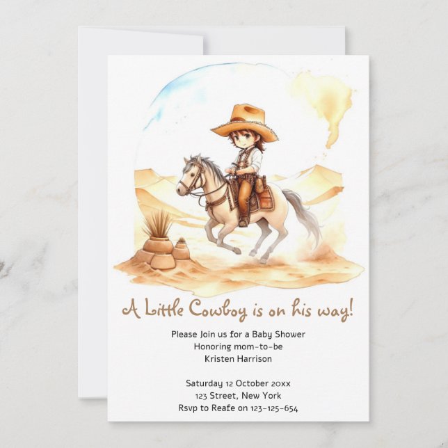 Howdy to Happiness: Cowboy Baby Shower Invitation (Front)