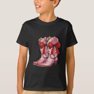 Howdy Valentine Coquette Cowgirl Boots Women Weste T-Shirt
