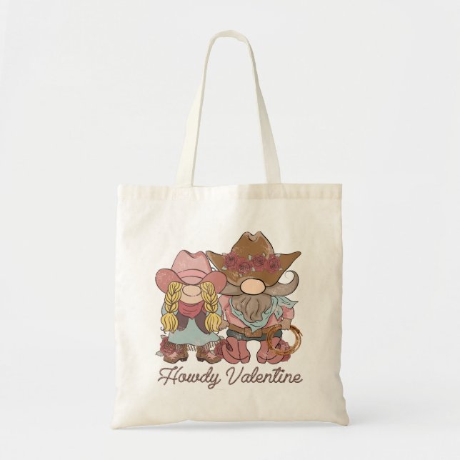 Howdy Valentine Country Gnomes Tote Bag (Front)