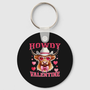 Howdy Valentine Cow Cowboy Valentine’s Day Western Key Ring