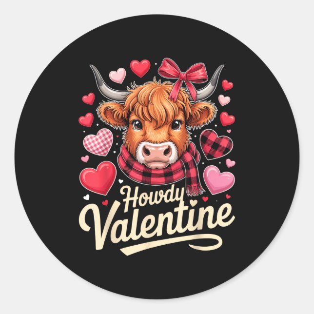 Howdy Valentine Cow Love Outfit For Couples And Af Classic Round Sticker (Front)