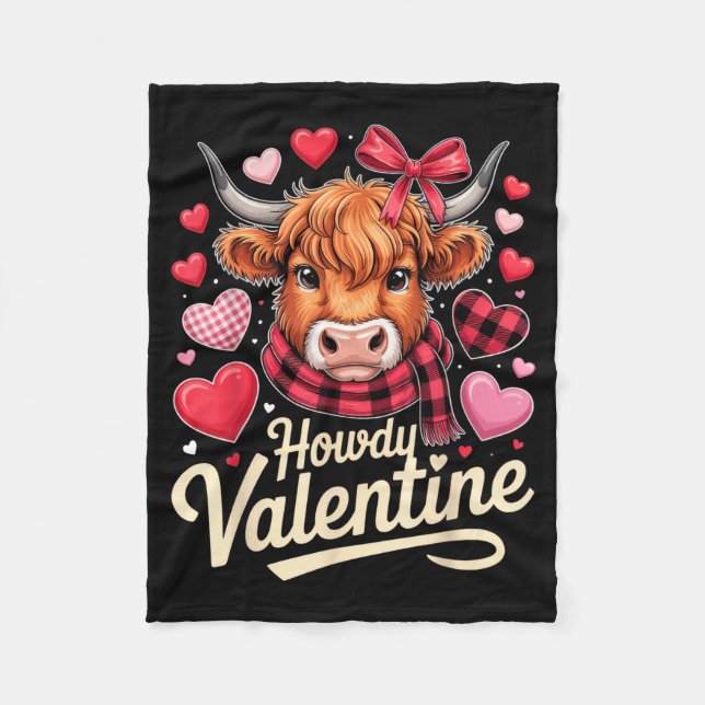 Howdy Valentine Cow Love Outfit For Couples And Af Fleece Blanket (Front)