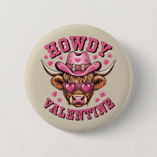 Howdy Valentine Cow Valentines Da&y Coquette Love  6 Cm Round Badge