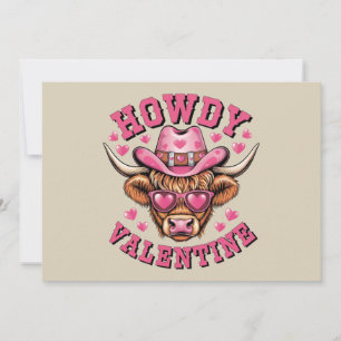 Howdy Valentine Cow Valentines Da&y Coquette Love Holiday Card
