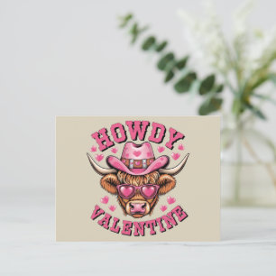 Howdy Valentine Cow Valentines Da&y Coquette Love  Postcard