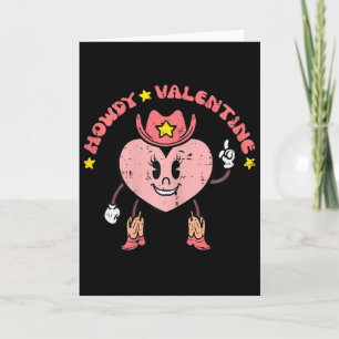 Howdy Valentine Cowgirl Heart Cute Girls Kids Todd Card