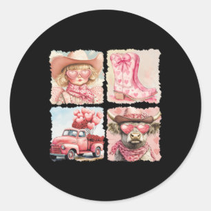Howdy Valentine Cowgirl Retro Vintage Western Vale Classic Round Sticker
