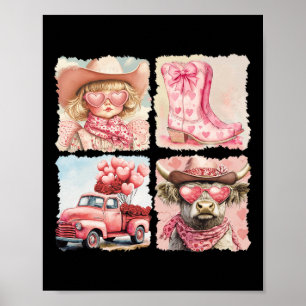 Howdy Valentine Cowgirl Retro Vintage Western Vale Poster