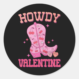 Howdy Valentine Disco Boots Coquette Bow Groovy We Classic Round Sticker