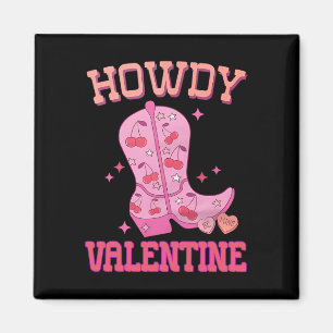 Howdy Valentine Disco Boots Coquette Bow Groovy We Magnet