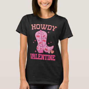 Howdy Valentine Disco Boots Coquette Bow Groovy We T-Shirt