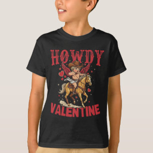 Howdy Valentine Retro Heart Cowboy Hat Western Cow T-Shirt