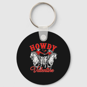 Howdy Valentine Retro Western Couple Love Design Key Ring