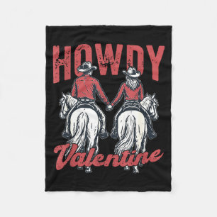 Howdy Valentine Retro Western Couple Love  Fleece Blanket