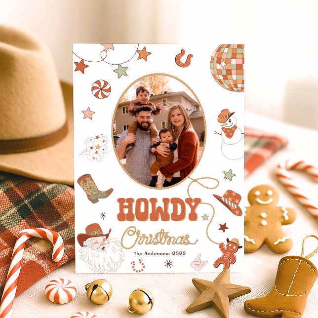 Howdy Western Christmas Photo Holiday Postcard (Creator Uploaded)