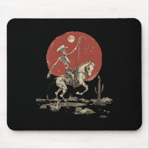 Howdy Western Cowboy Skeleton Riding Horse Vintage Mouse Mat