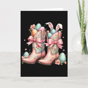 Howdy Western Easter Bunny Coquette Cowboy Boots E Card