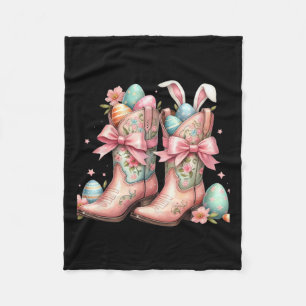 Howdy Western Easter Bunny Coquette Cowboy Boots E Fleece Blanket
