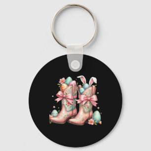 Howdy Western Easter Bunny Coquette Cowboy Boots E Key Ring