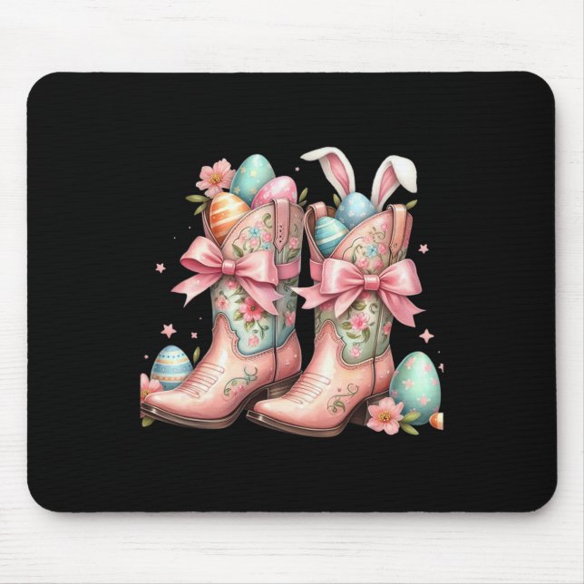 Howdy Western Easter Bunny Coquette Cowboy Boots E Mouse Mat (Front)