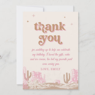 Howdy! Western Pink Cowgirl Birthday Thank You Card