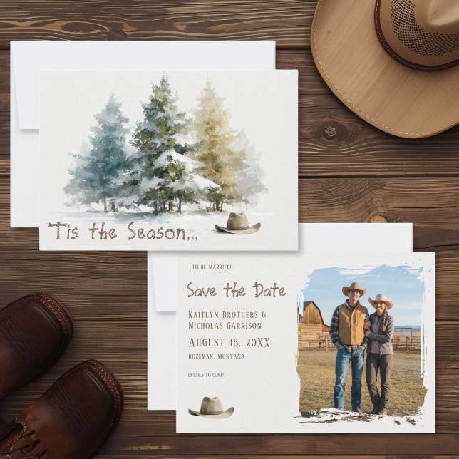 Howdy Western Rustic Watercolor Photo Save The Date (Creator Uploaded)