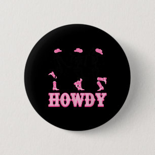 Howdy Western Skeleton Cowgirls Dancing Halloween 6 Cm Round Badge