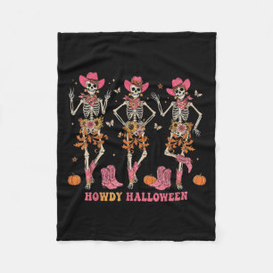 Howdy Western Skeleton Cowgirls Dancing Halloween  Fleece Blanket