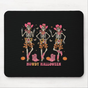 Howdy Western Skeleton Cowgirls Dancing Halloween  Mouse Mat