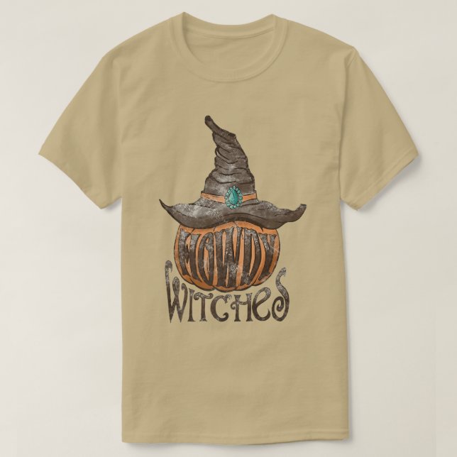 Howdy Witch Howdy Pumpkin Cowboy Hat Western Fall  T-Shirt (Design Front)