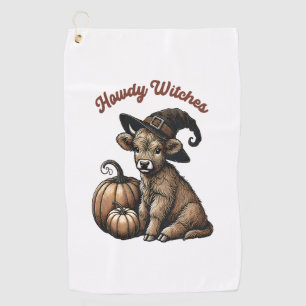 Howdy Witches Halloween Highland Cow Golf Towel