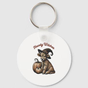 Howdy Witches Halloween Highland Cow Key Ring