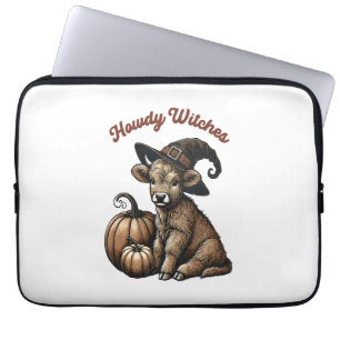 Howdy Witches Halloween Highland Cow Laptop Sleeve