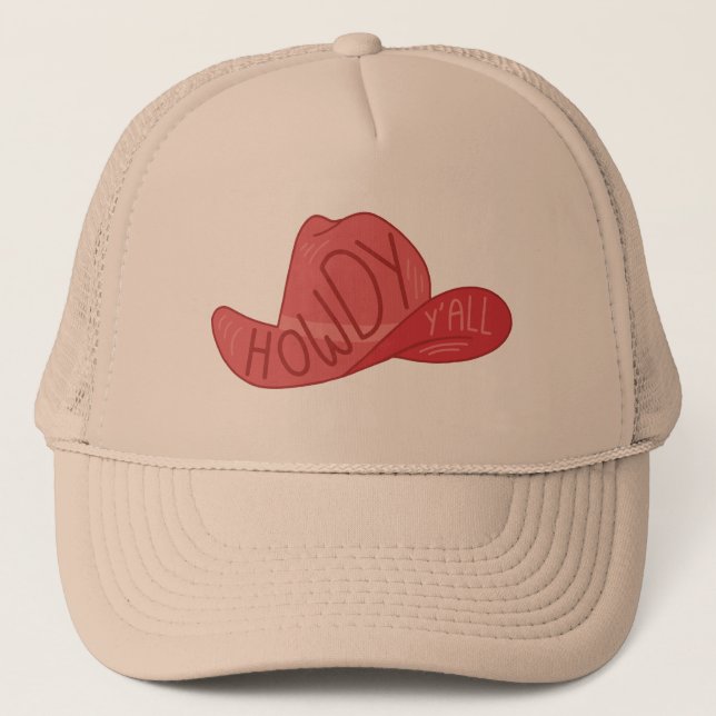 Howdy Y'all Cowboy/Cowgirl Hat Pink Artwork (Front)