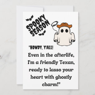 "Howdy Y'all! Texas Cowboy Ghost Halloween Holiday Card