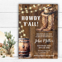 Howdy Y'All Western Birthday Cowboy Boots and Hat