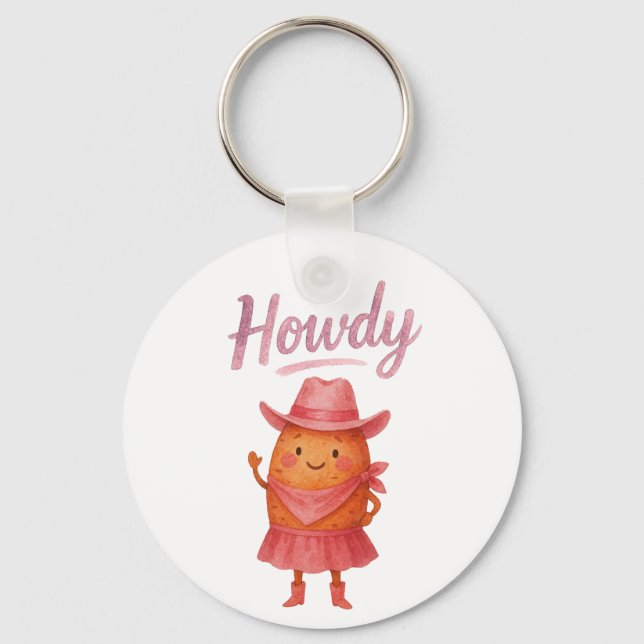Howdy Yam Cowgirl Key Ring (Front)