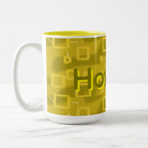 Howdy Yellow Geometric Two-Tone Coffee Mug
