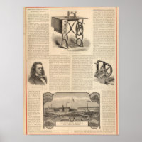 Howe Sewing Maching with Sketch of the Inventor