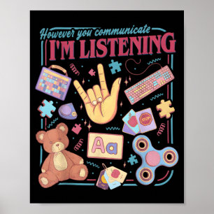 However Communicate Listening Speech Therapist AAC Poster