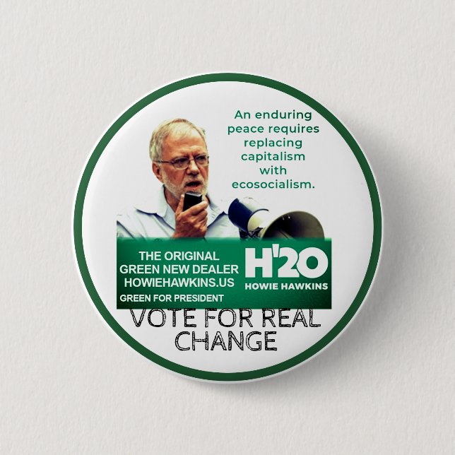 Howie Hawkins for President 2020 6 Cm Round Badge (Front)