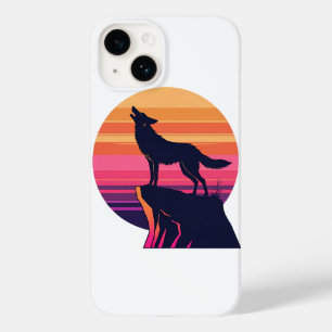 Howl at the Dusk – Retro Coyote Sunset Case-Mate iPhone 14 Case
