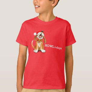 Howl-i-days Christmas dog singing t-shirt