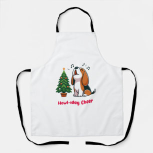 Howl-iday Cheer Beagle With A Christmas Tree Desig Apron