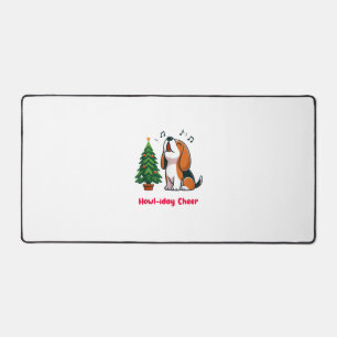 Howl-iday Cheer Beagle With A Christmas Tree Desig Desk Mat