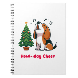 Howl-iday Cheer Beagle With A Christmas Tree Desig Notebook