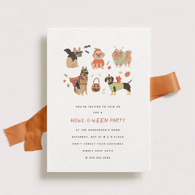 Howl-O-Ween Painted Dogs Halloween Invitation (Creator Uploaded)