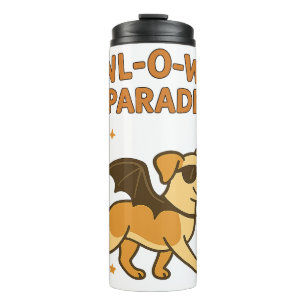 Howl O Ween Parade Cute Dog Bat Wings Halloween Thermal Tumbler