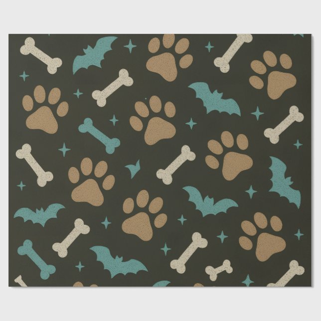 Howl-O-Ween Paws & Bones Collection  Wrapping Paper (Flat)