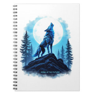 Howl of the Future - Wolf-Themed Spiral Notebook